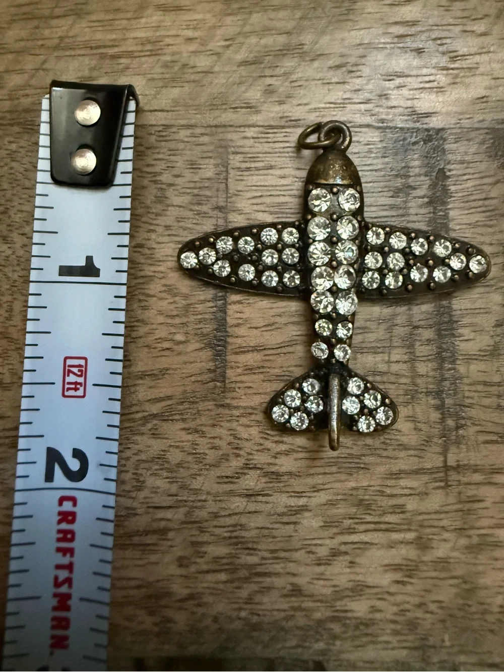 Vintage Airplane Rhinestone Pendant Charm Antique Bronze Style Unisex Jewelry